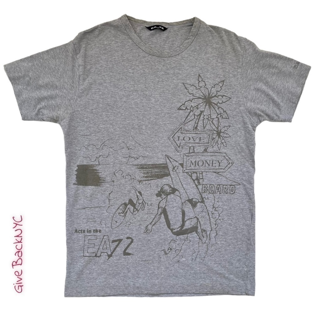 Y2K EA72 Graphic T Shirt Light Gray Size S